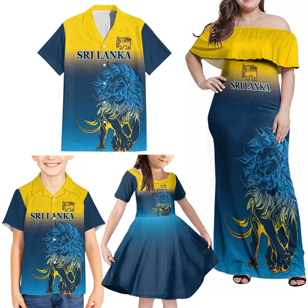 Custom Sri Lanka Cricket Family Matching Off Shoulder Maxi Dress and Hawaiian Shirt With Simple Lions Version