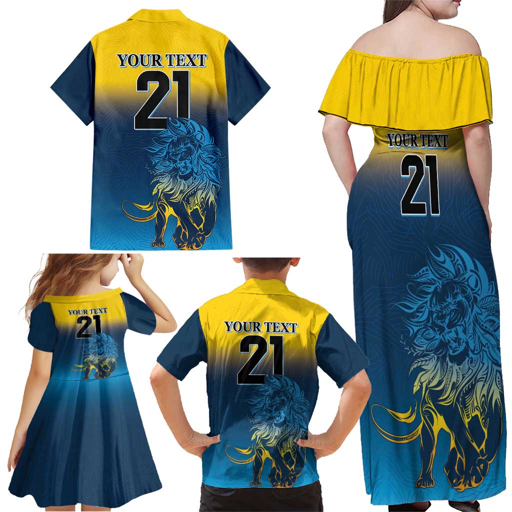 Custom Sri Lanka Cricket Family Matching Off Shoulder Maxi Dress and Hawaiian Shirt With Simple Lions Version