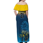 Custom Sri Lanka Cricket Family Matching Off Shoulder Maxi Dress and Hawaiian Shirt With Simple Lions Version