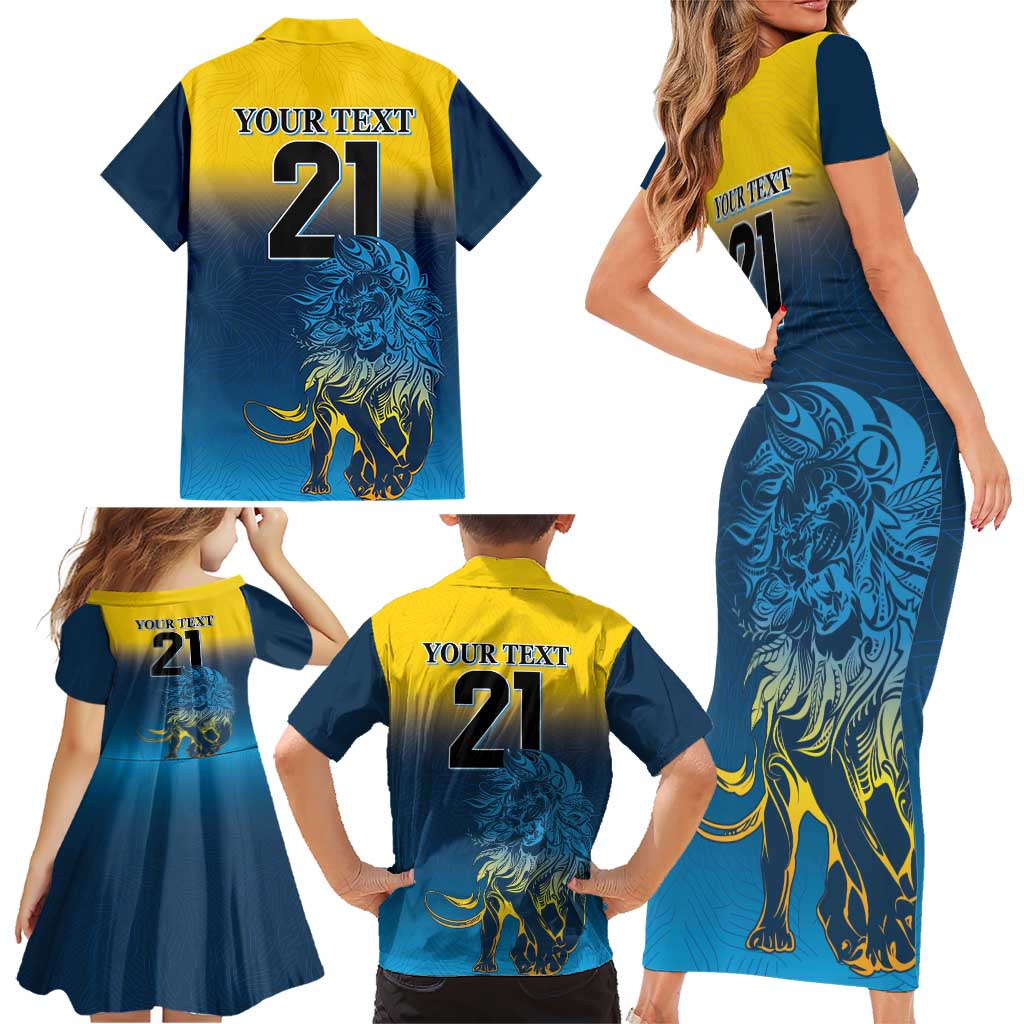 Custom Sri Lanka Cricket Family Matching Short Sleeve Bodycon Dress and Hawaiian Shirt With Simple Lions Version