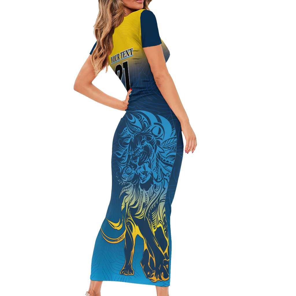 Custom Sri Lanka Cricket Family Matching Short Sleeve Bodycon Dress and Hawaiian Shirt With Simple Lions Version