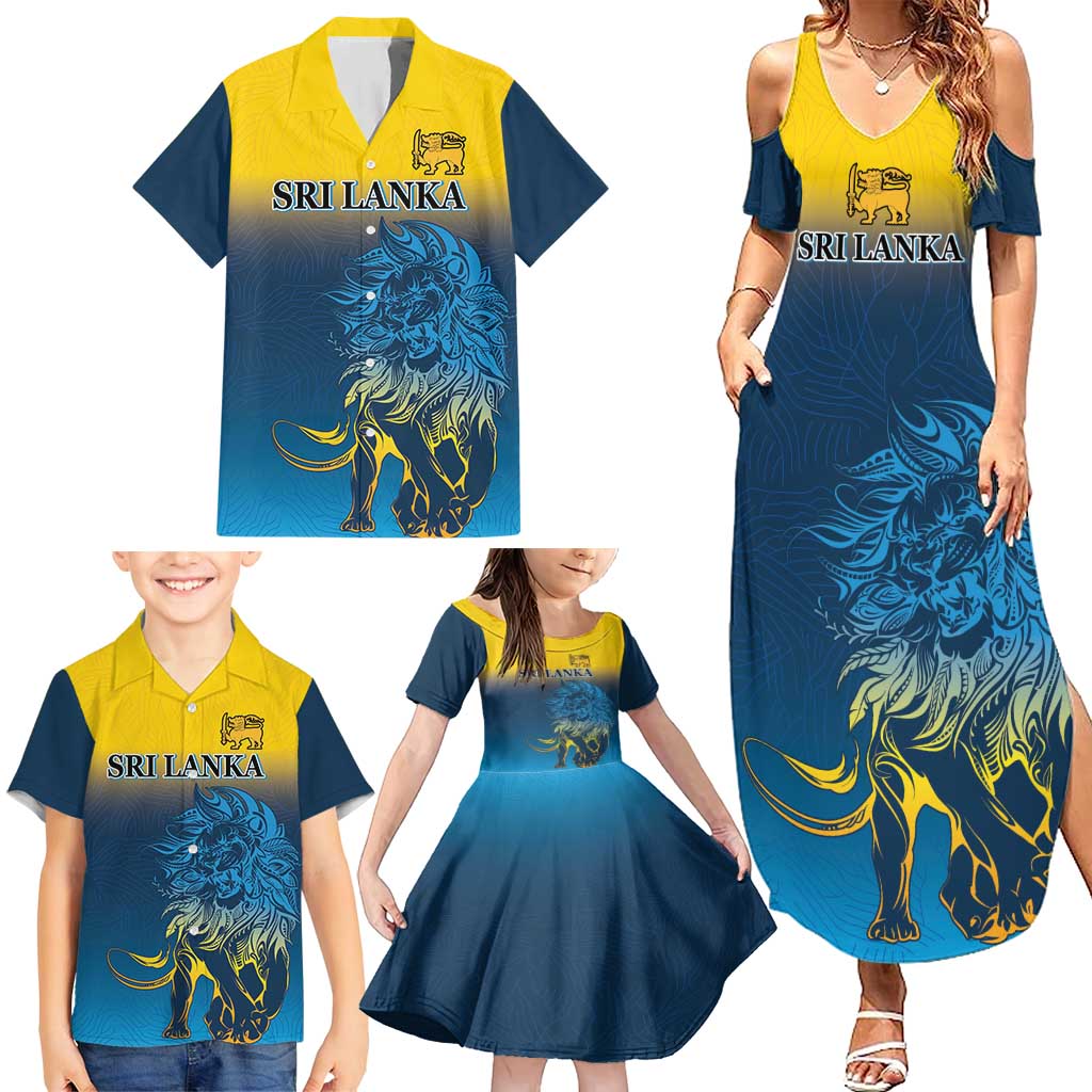 Custom Sri Lanka Cricket Family Matching Summer Maxi Dress and Hawaiian Shirt With Simple Lions Version