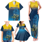 Custom Sri Lanka Cricket Family Matching Tank Maxi Dress and Hawaiian Shirt With Simple Lions Version