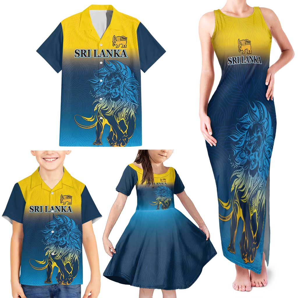 Custom Sri Lanka Cricket Family Matching Tank Maxi Dress and Hawaiian Shirt With Simple Lions Version