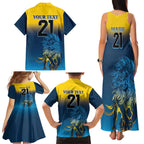 Custom Sri Lanka Cricket Family Matching Tank Maxi Dress and Hawaiian Shirt With Simple Lions Version
