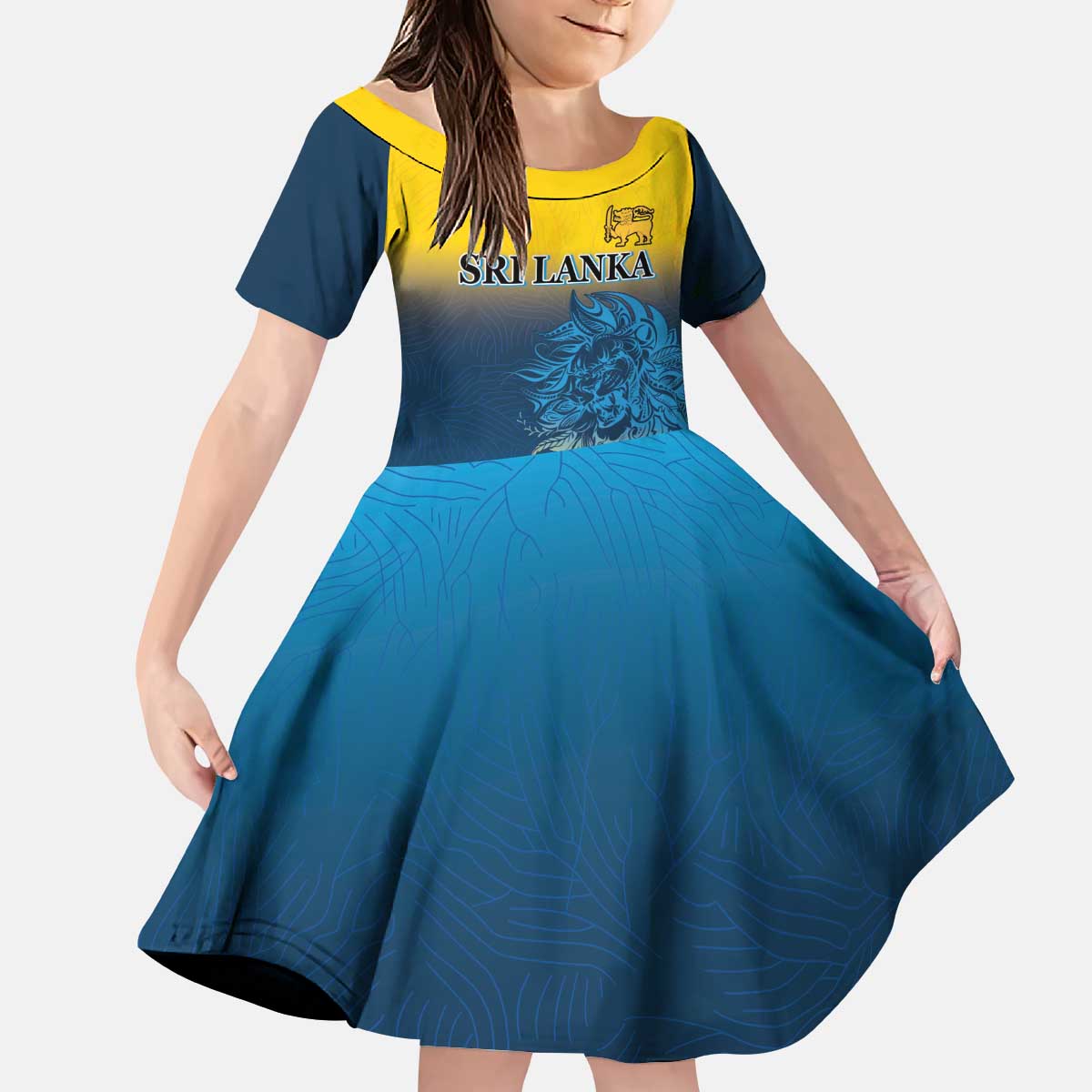 Custom Sri Lanka Cricket Kid Short Sleeve Dress With Simple Lions Version