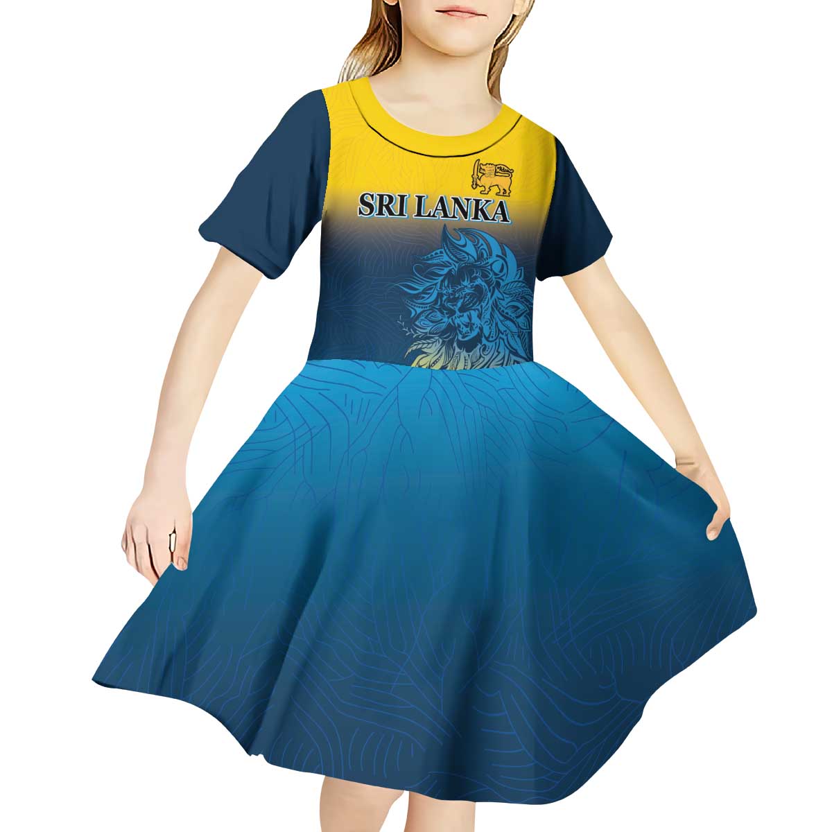 Custom Sri Lanka Cricket Kid Short Sleeve Dress With Simple Lions Version