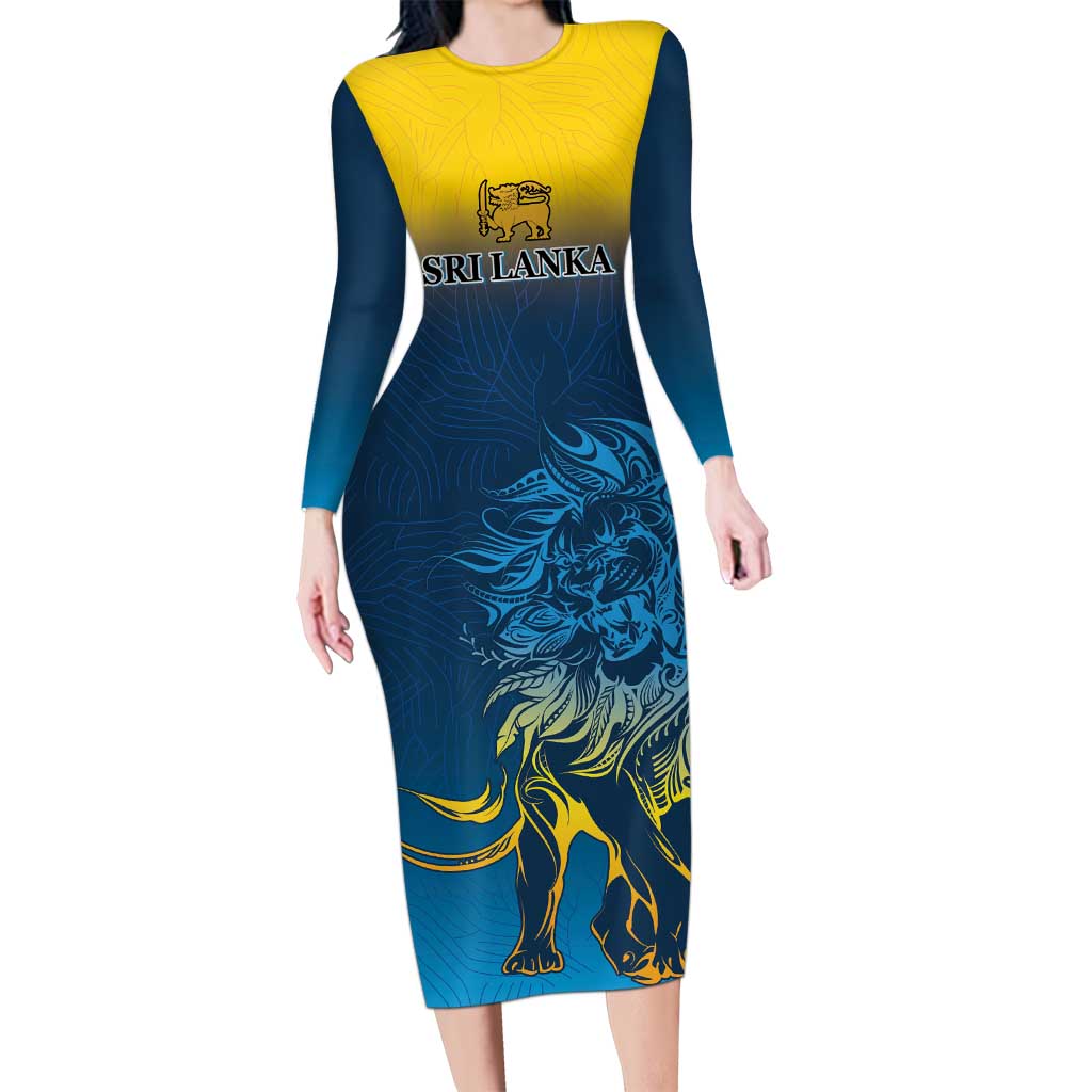 Custom Sri Lanka Cricket Long Sleeve Bodycon Dress With Simple Lions Version