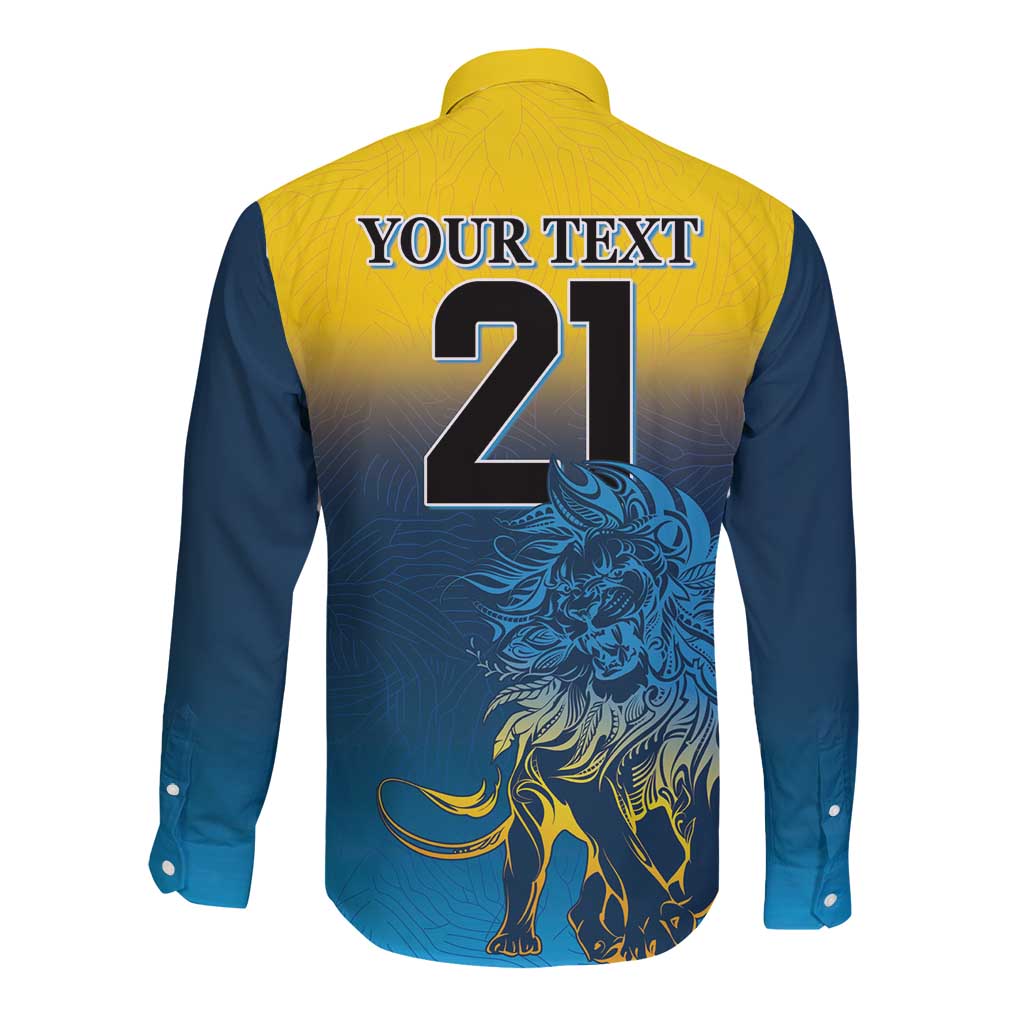 Custom Sri Lanka Cricket Long Sleeve Button Shirt With Simple Lions Version