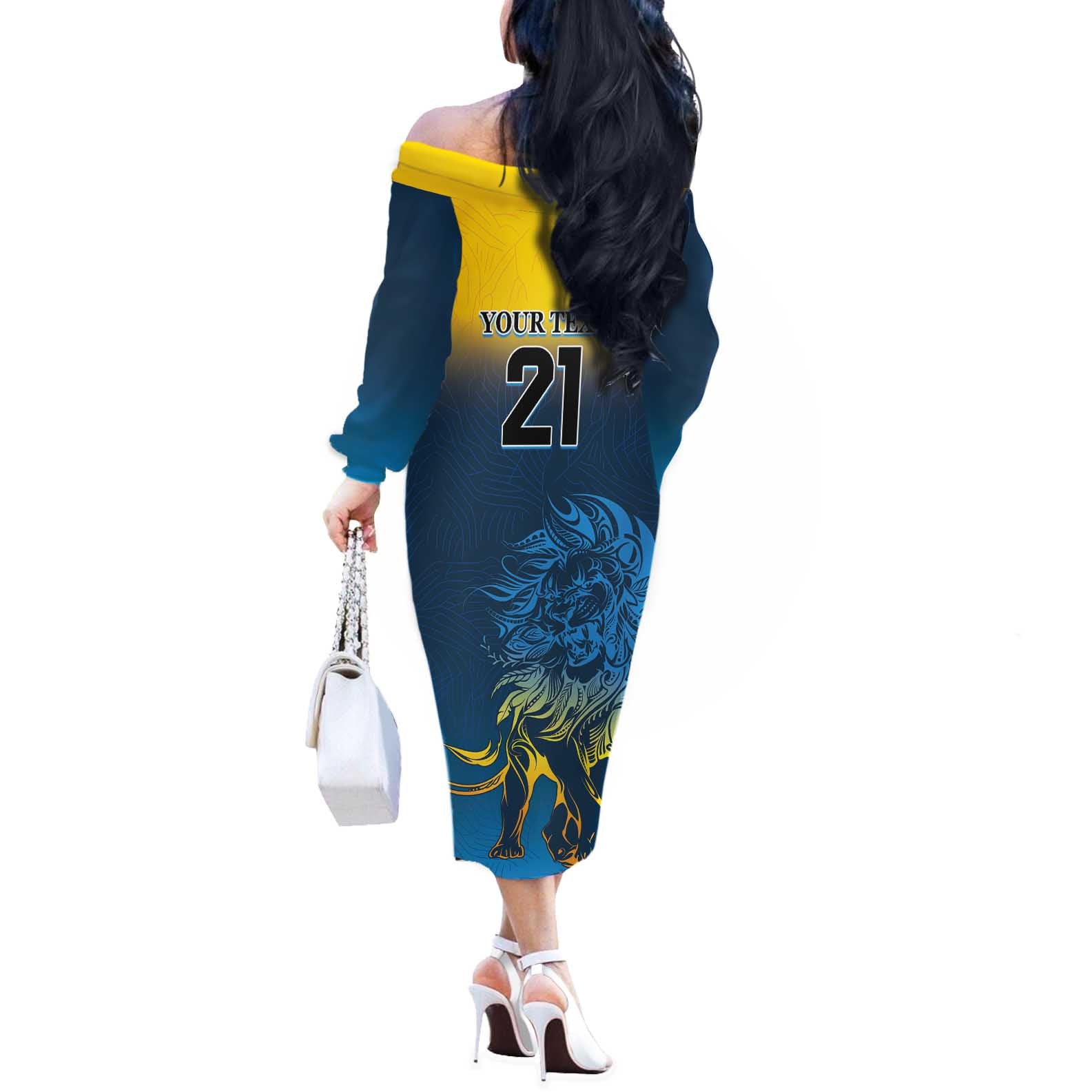 Custom Sri Lanka Cricket Off The Shoulder Long Sleeve Dress With Simple Lions Version