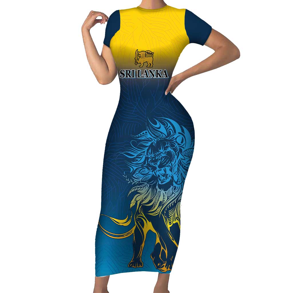 Custom Sri Lanka Cricket Short Sleeve Bodycon Dress With Simple Lions Version