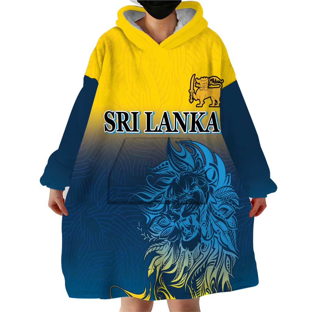 Custom Sri Lanka Cricket Wearable Blanket Hoodie With Simple Lions Version