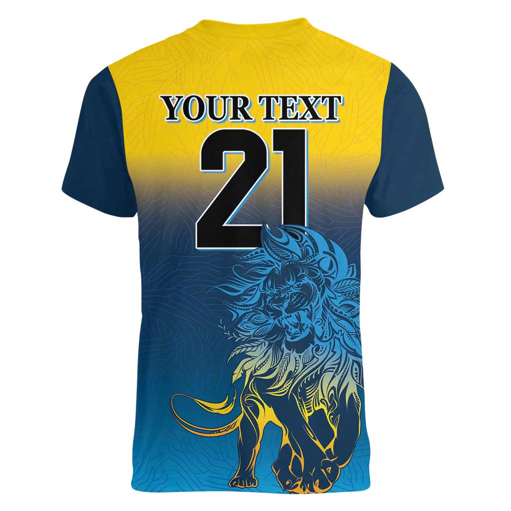 Custom Sri Lanka Cricket Women V-Neck T-Shirt With Simple Lions Version