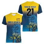 Custom Sri Lanka Cricket Women V-Neck T-Shirt With Simple Lions Version
