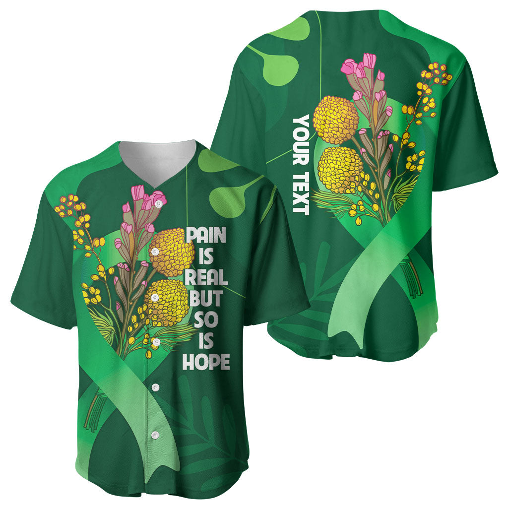 Mental Health Awareness Personalised Baseball Jersey Pain Real But So Is Hope