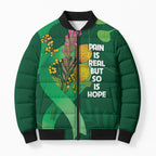 Mental Health Awareness Personalised Bomber Puffer Jacket Pain Real But So Is Hope