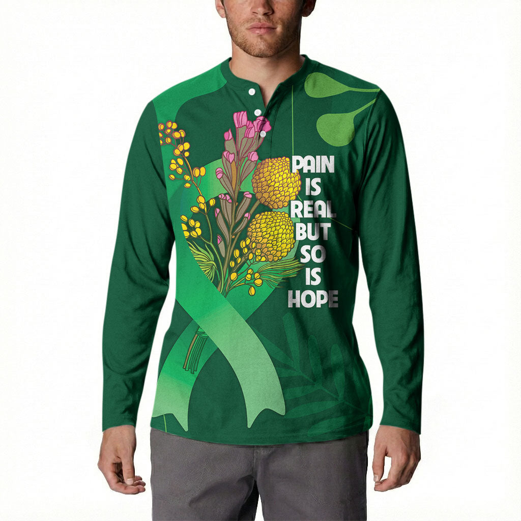 Mental Health Awareness Personalised Button Sweatshirt Pain Real But So Is Hope