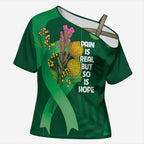 Mental Health Awareness Personalised Cross Shoulder Shirt Pain Real But So Is Hope