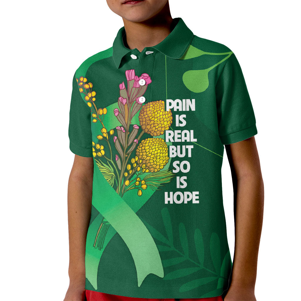Mental Health Awareness Personalised Kid Polo Shirt Pain Real But So Is Hope