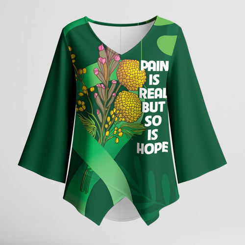 Mental Health Awareness Personalised Kimono Sleeve Blouse Pain Real But So Is Hope