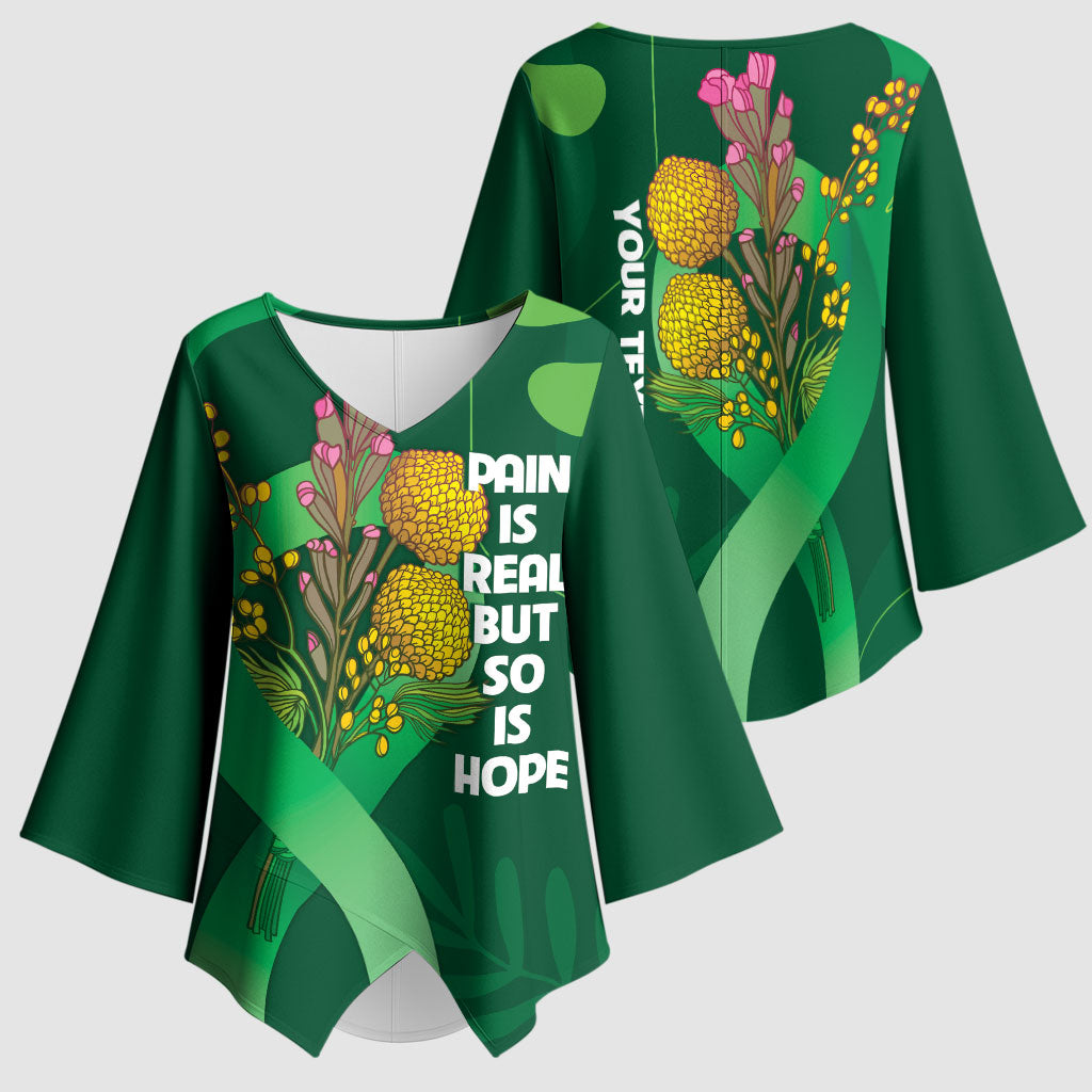 Mental Health Awareness Personalised Kimono Sleeve Blouse Pain Real But So Is Hope