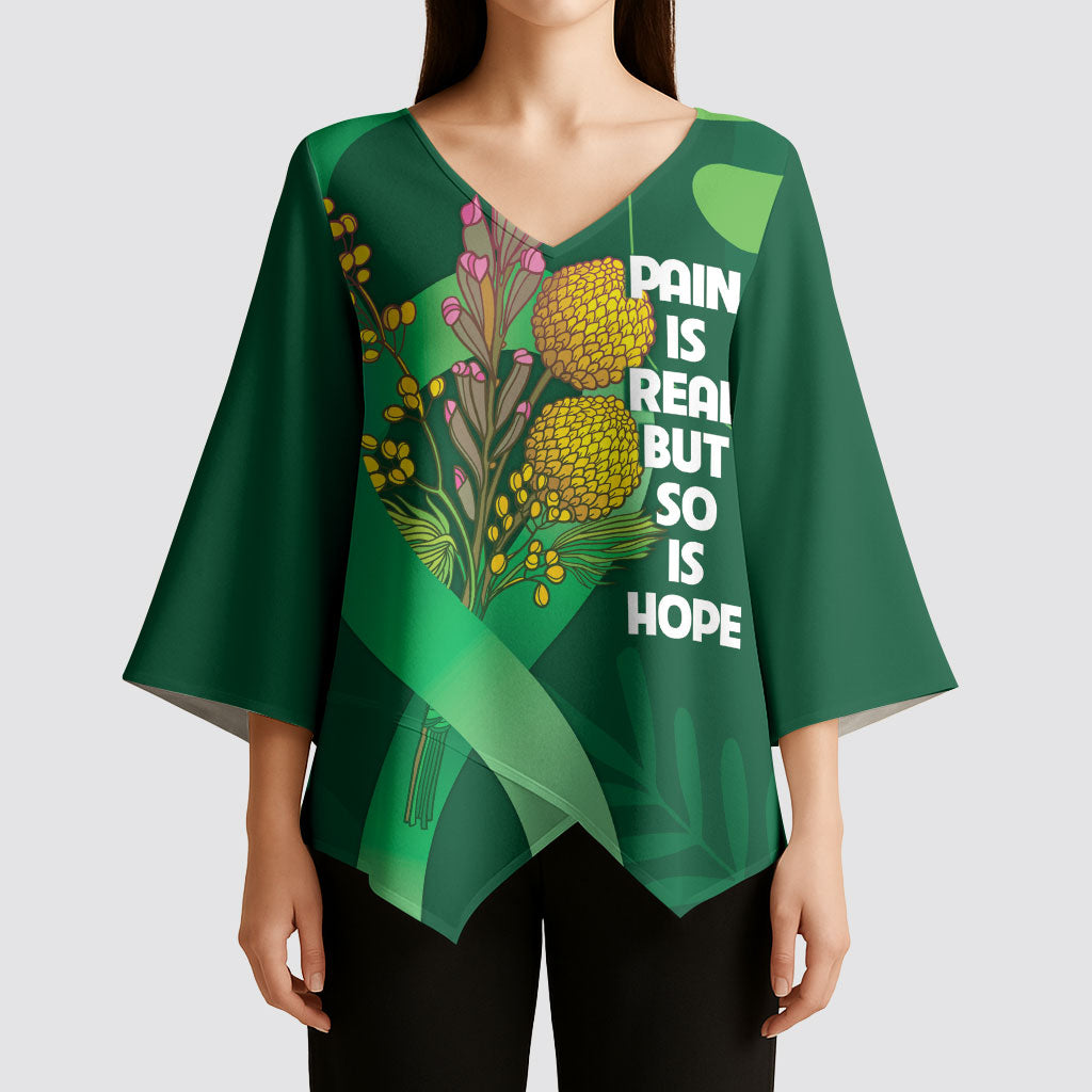 Mental Health Awareness Personalised Kimono Sleeve Blouse Pain Real But So Is Hope