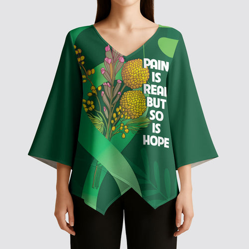 Mental Health Awareness Personalised Kimono Sleeve Blouse Pain Real But So Is Hope