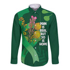 Mental Health Awareness Personalised Long Sleeve Button Shirt Pain Real But So Is Hope