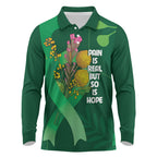 Mental Health Awareness Personalised Long Sleeve Polo Shirt Pain Real But So Is Hope