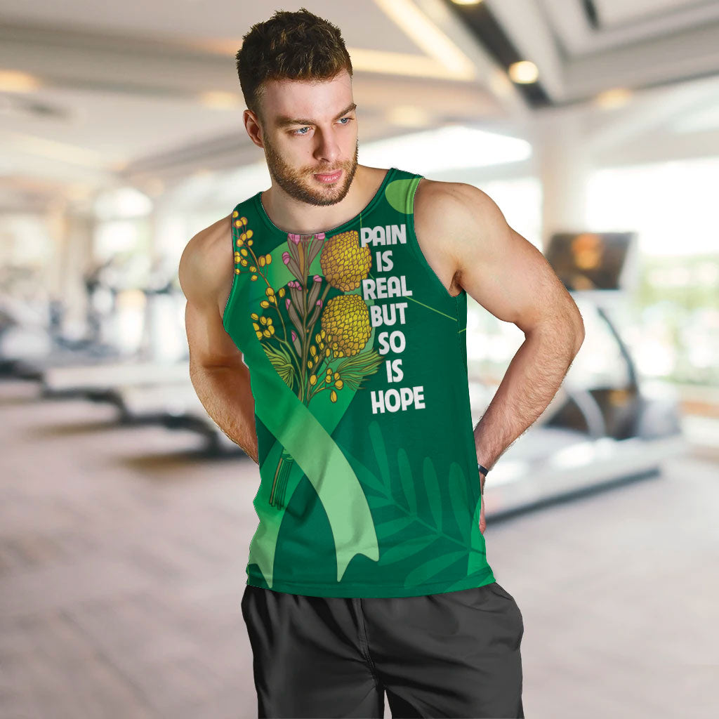 Mental Health Awareness Personalised Men Tank Top Pain Real But So Is Hope
