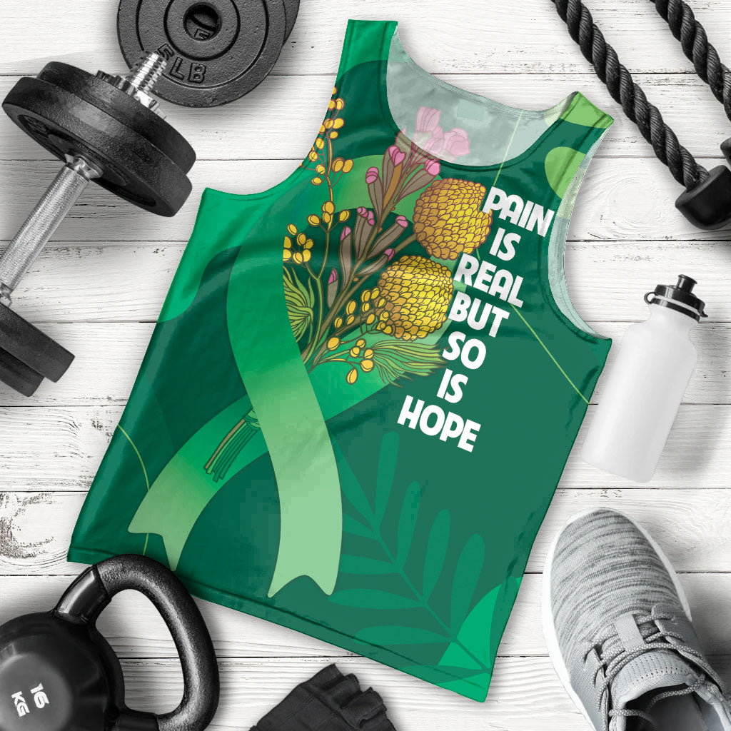 Mental Health Awareness Personalised Men Tank Top Pain Real But So Is Hope