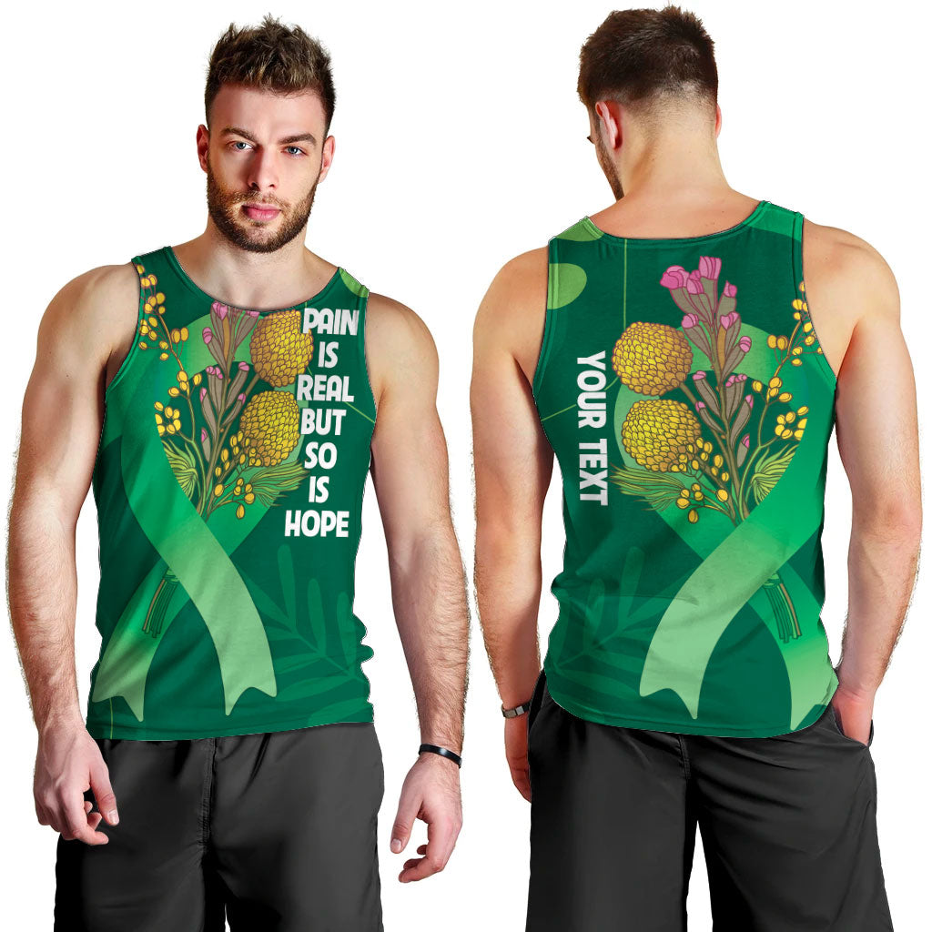 Mental Health Awareness Personalised Men Tank Top Pain Real But So Is Hope
