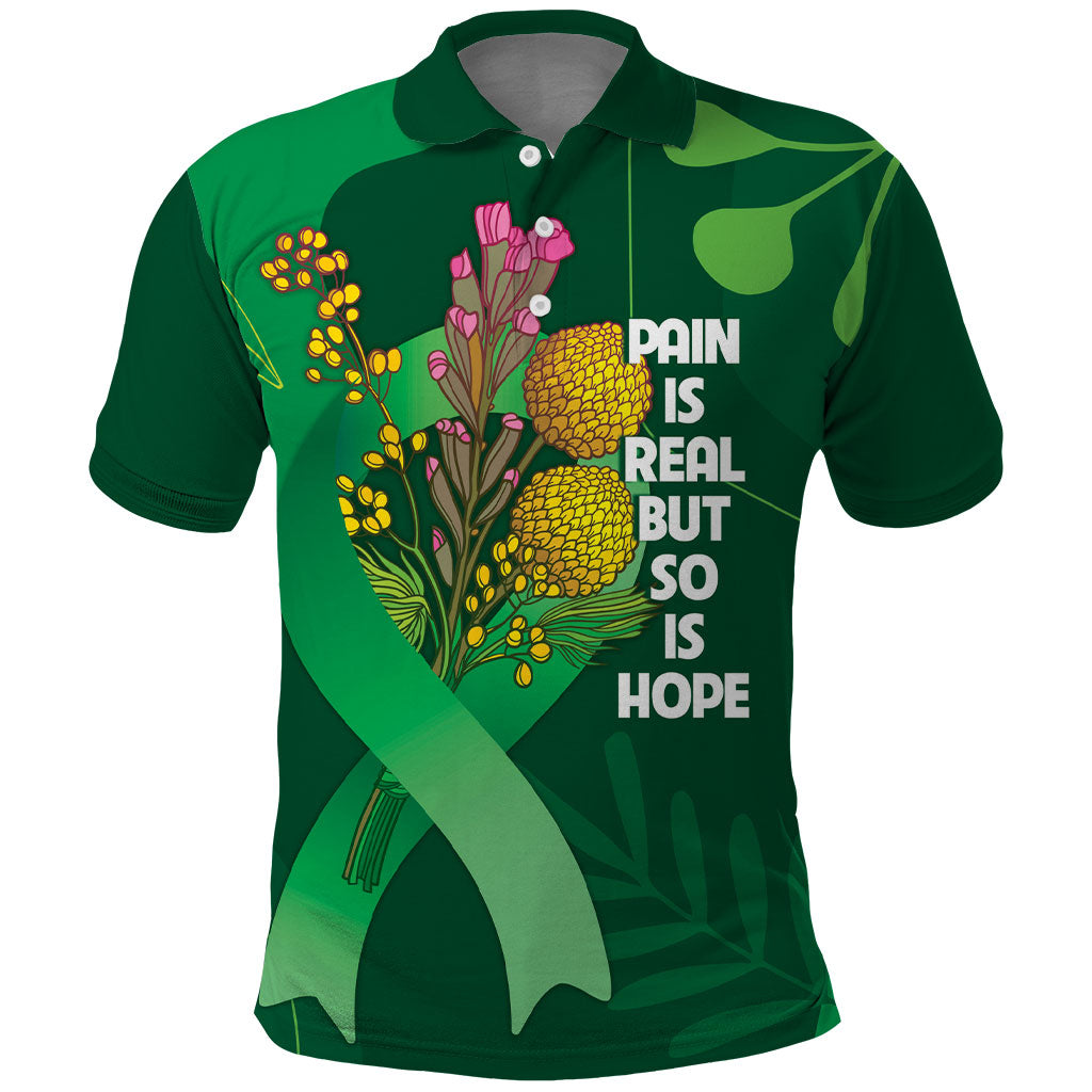 Mental Health Awareness Personalised Polo Shirt Pain Real But So Is Hope