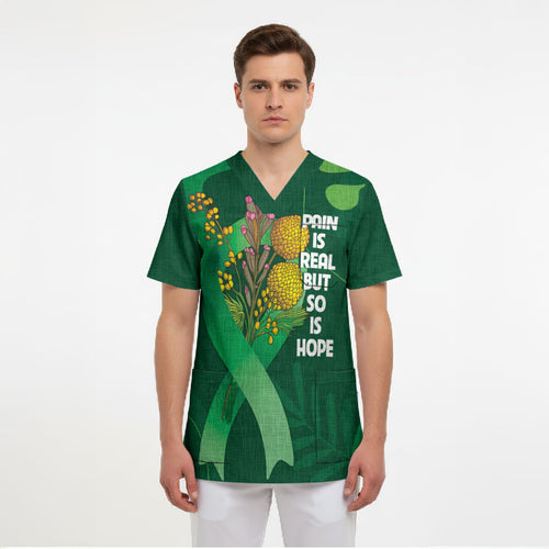 Mental Health Awareness Personalised Scrub Top Pain Real But So Is Hope