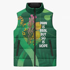 Mental Health Awareness Personalised Sleeveless Puffer Jacket Pain Real But So Is Hope