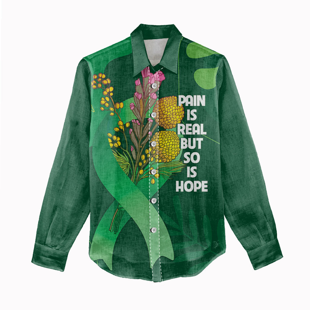 Mental Health Awareness Personalised Women Casual Shirt Pain Real But So Is Hope