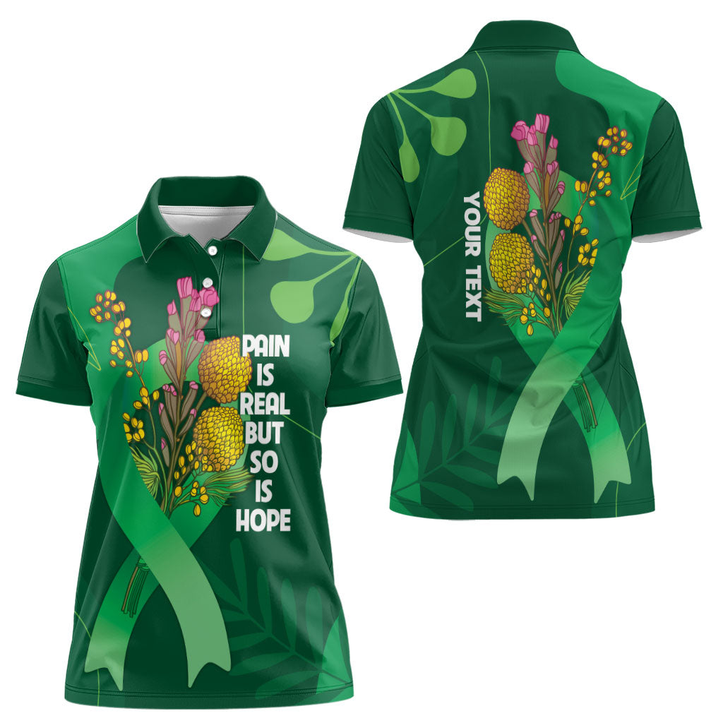 Mental Health Awareness Personalised Women Polo Shirt Pain Real But So Is Hope