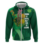 Mental Health Awareness Personalised Zip Hoodie Pain Real But So Is Hope