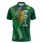 Mental Health Awareness Personalised Zipper Polo Shirt Pain Real But So Is Hope