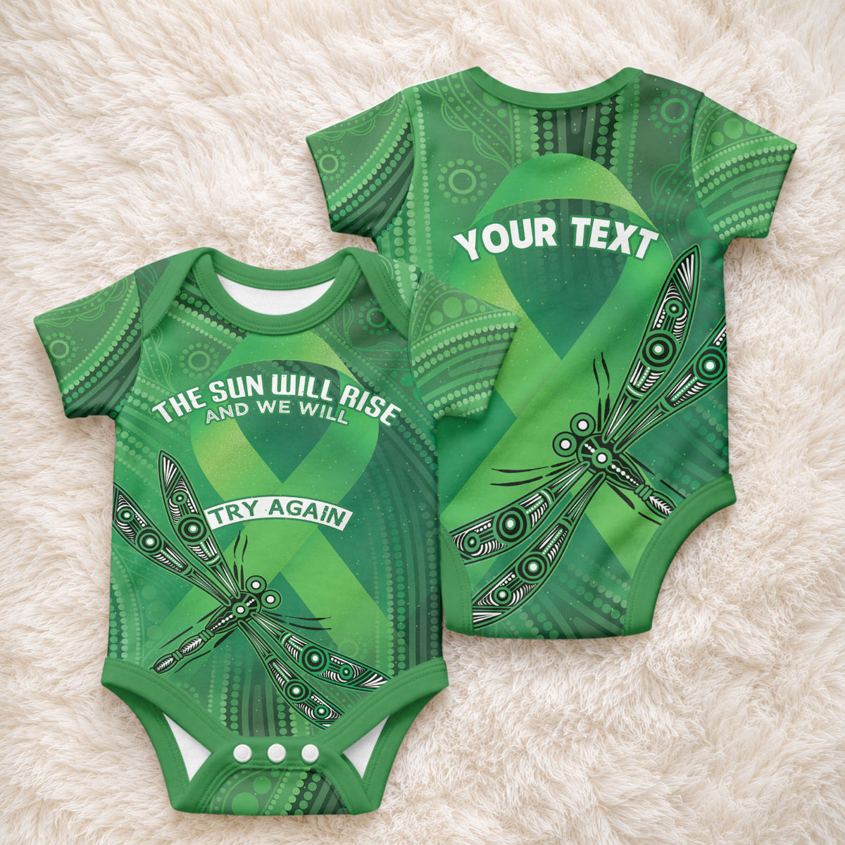 Mental Health Support Personalised Baby Onesie The Sun Will Rise And We Will Try Again