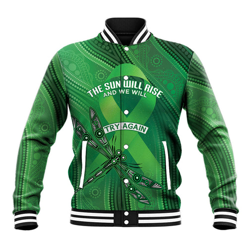 Mental Health Awareness Personalised Baseball Jacket The Sun Will Rise And We Will Try Again