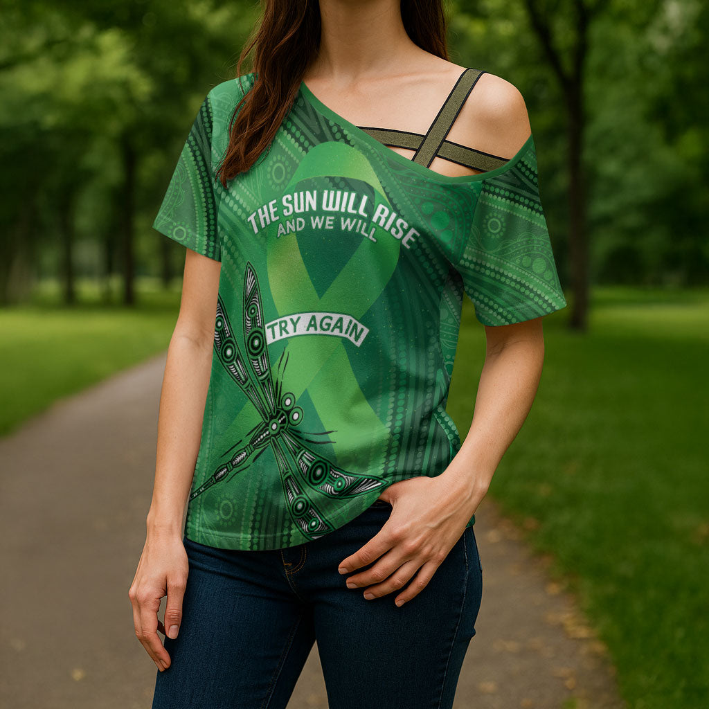 Mental Health Awareness Personalised Cross Shoulder Shirt The Sun Will Rise And We Will Try Again