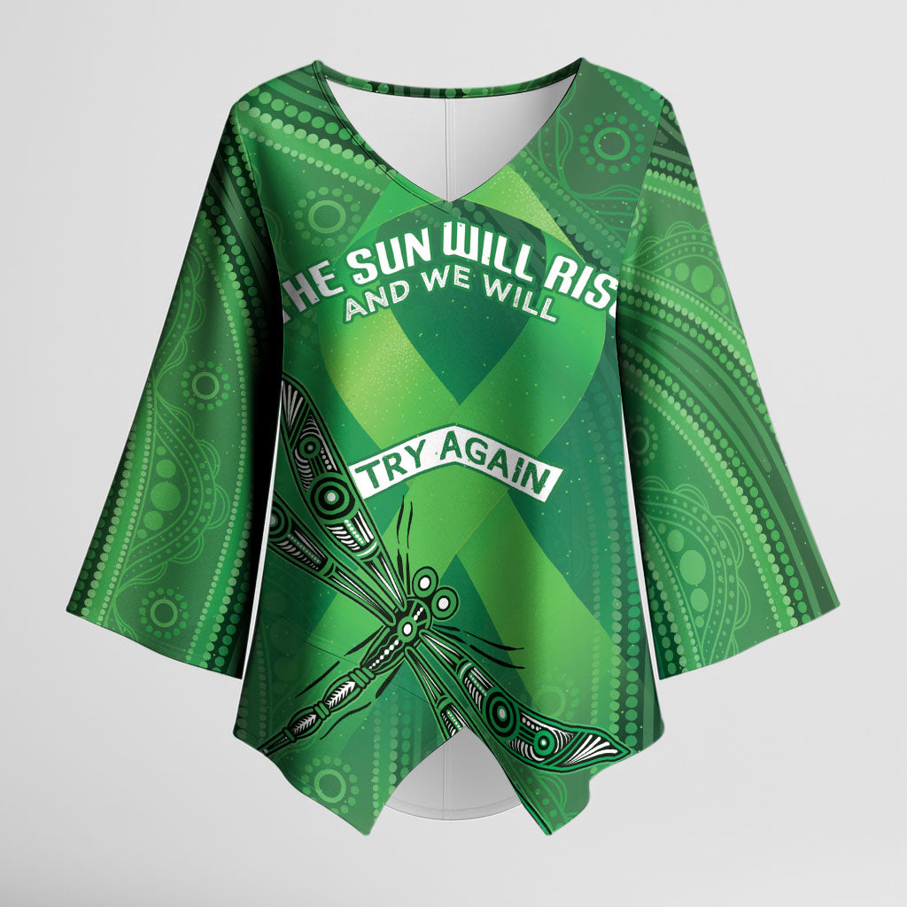 Mental Health Awareness Personalised Kimono Sleeve Blouse The Sun Will Rise And We Will Try Again