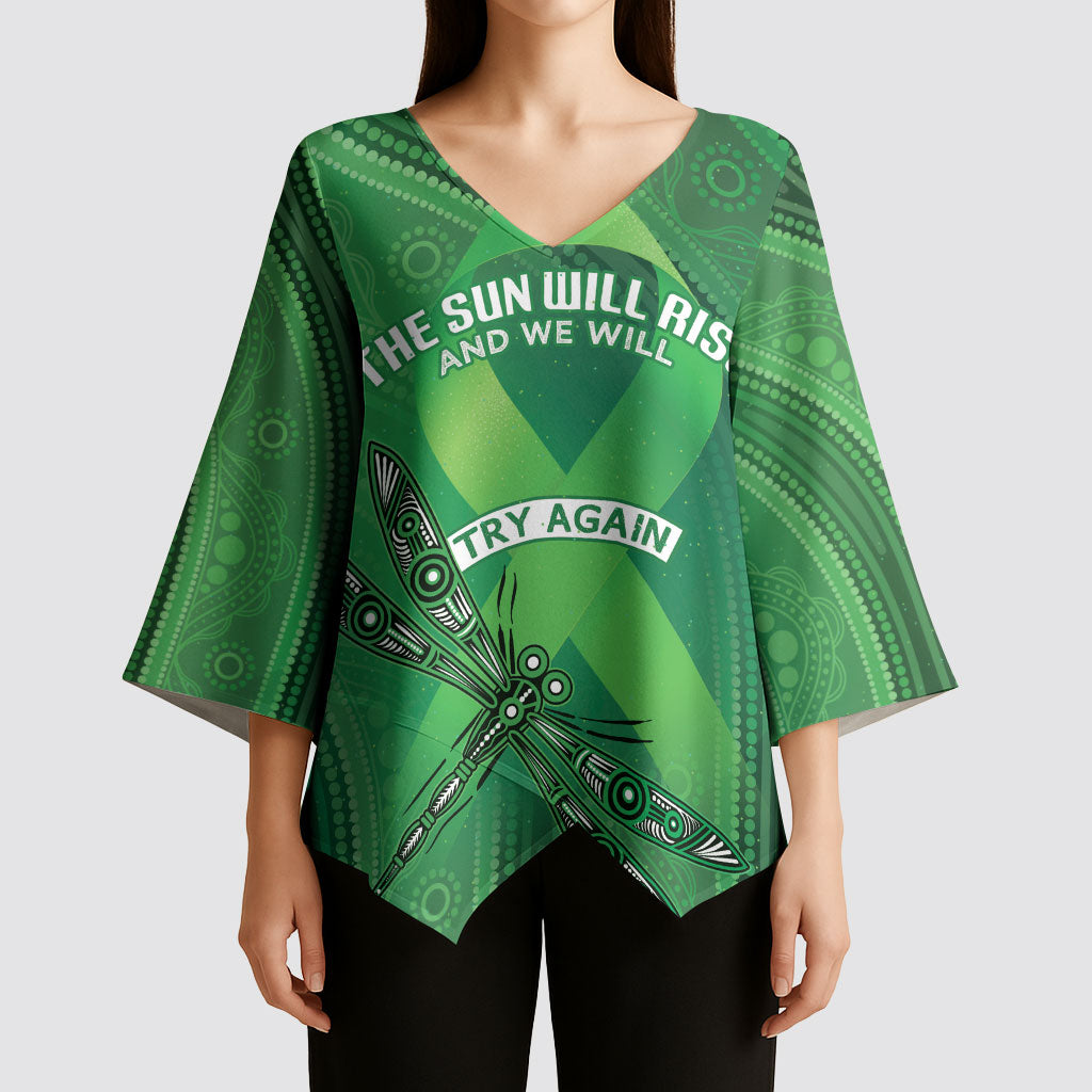 Mental Health Awareness Personalised Kimono Sleeve Blouse The Sun Will Rise And We Will Try Again