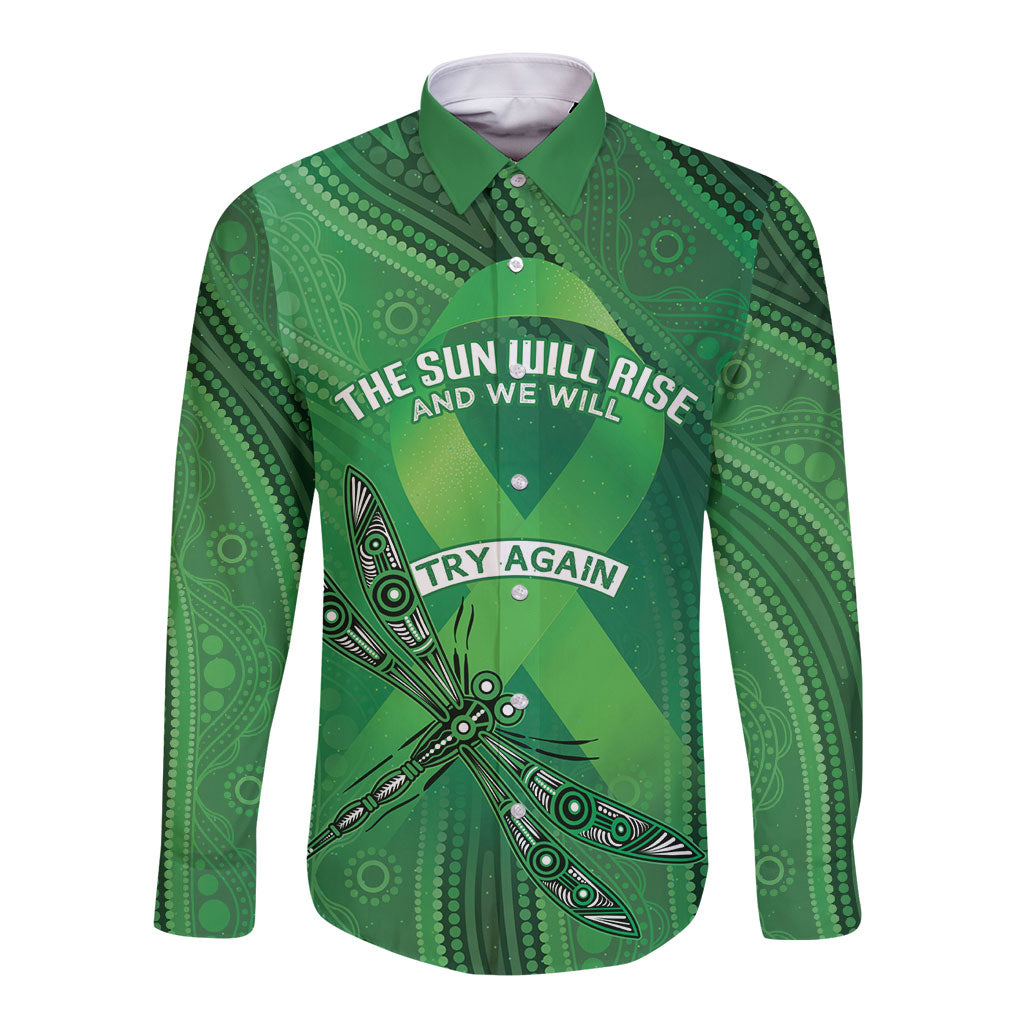 Mental Health Awareness Personalised Long Sleeve Button Shirt The Sun Will Rise And We Will Try Again