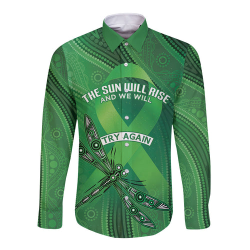 Mental Health Awareness Personalised Long Sleeve Button Shirt The Sun Will Rise And We Will Try Again