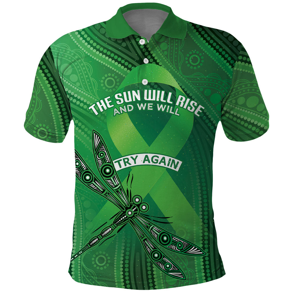 Mental Health Awareness Personalised Polo Shirt The Sun Will Rise And We Will Try Again