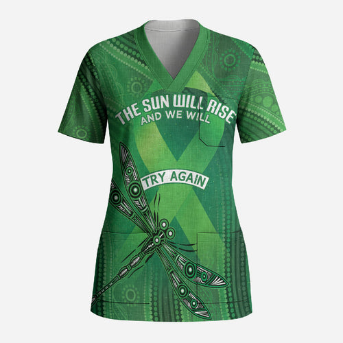Mental Health Awareness Personalised Scrub Top The Sun Will Rise And We Will Try Again