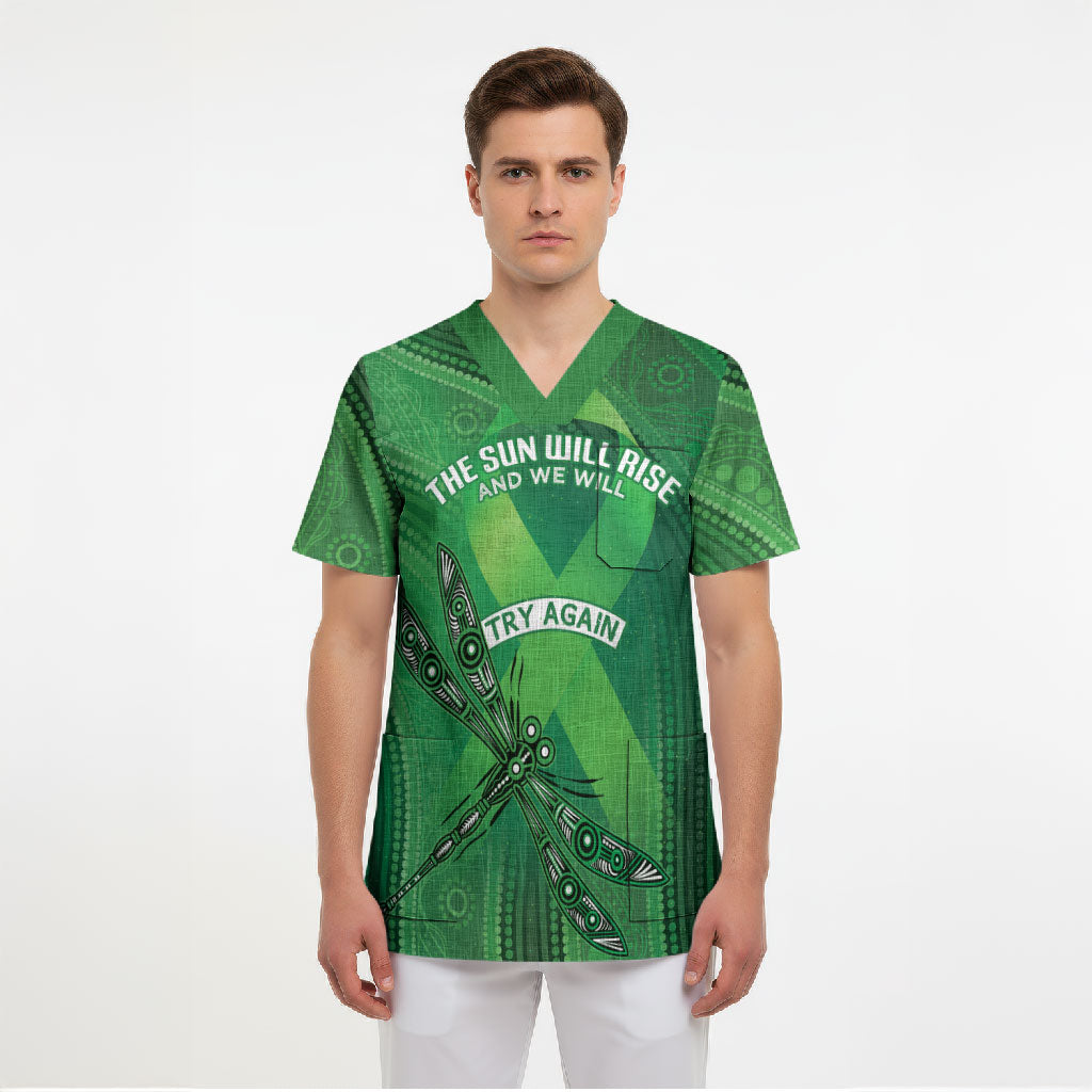 Mental Health Awareness Personalised Scrub Top The Sun Will Rise And We Will Try Again
