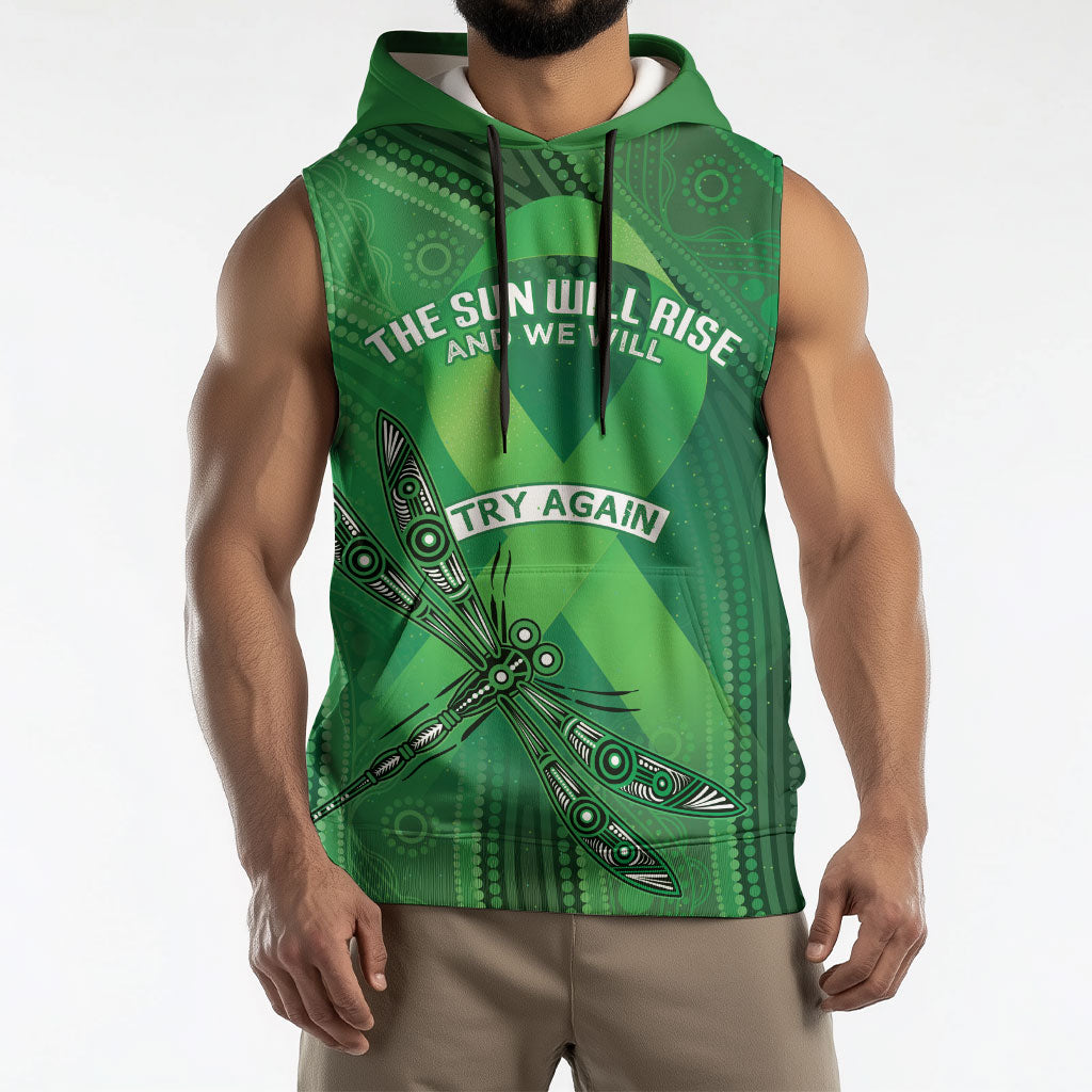 Mental Health Awareness Personalised Sleeveless Hoodie The Sun Will Rise And We Will Try Again